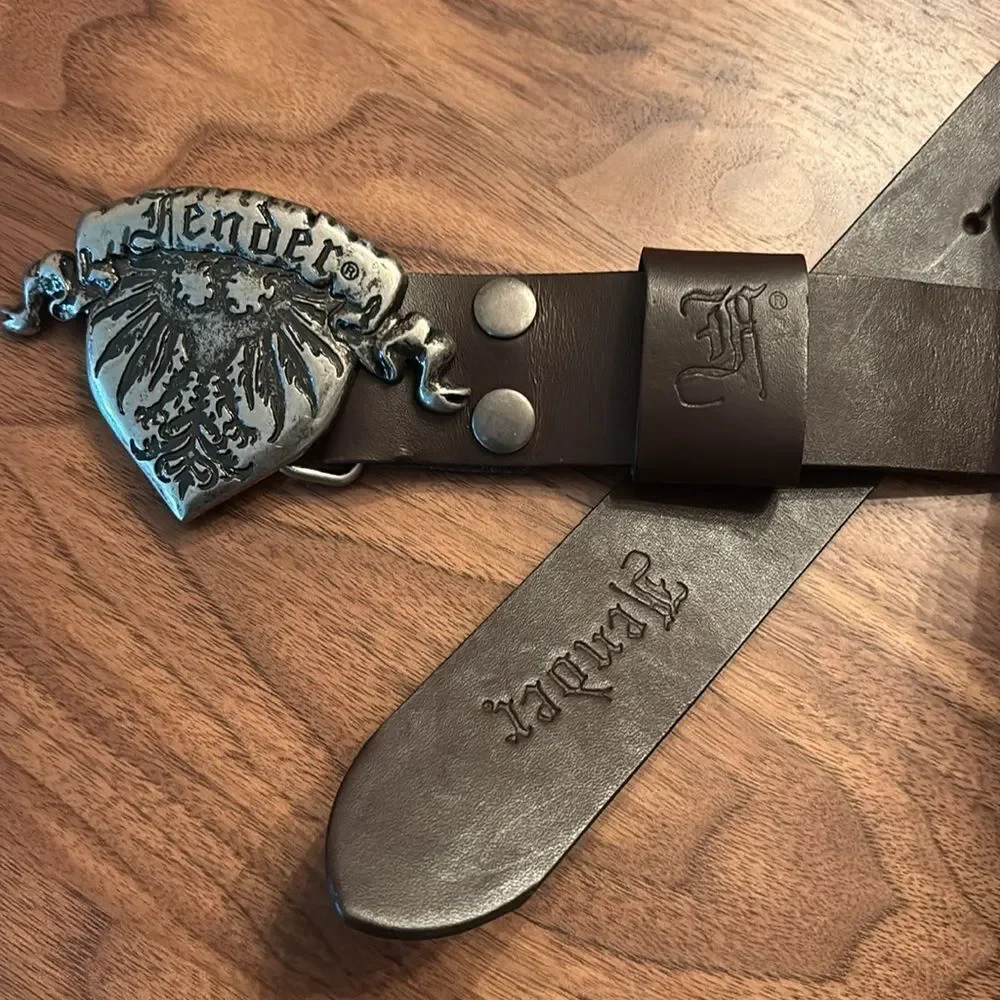 Rare Fender Dark Brown Leather Belt with Removable Buckle -38